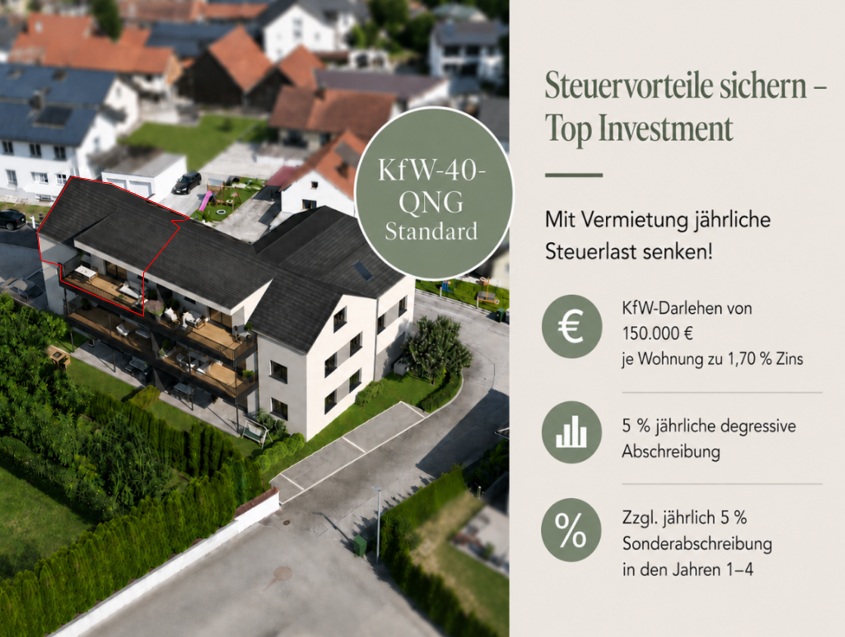 NEUBAU: Essenbach Living – KfW-40-QNG – Schicke 3-Zimmerwohnung im Dachgeschoss!!!, 84051 Essenbach, Dachgeschosswohnung