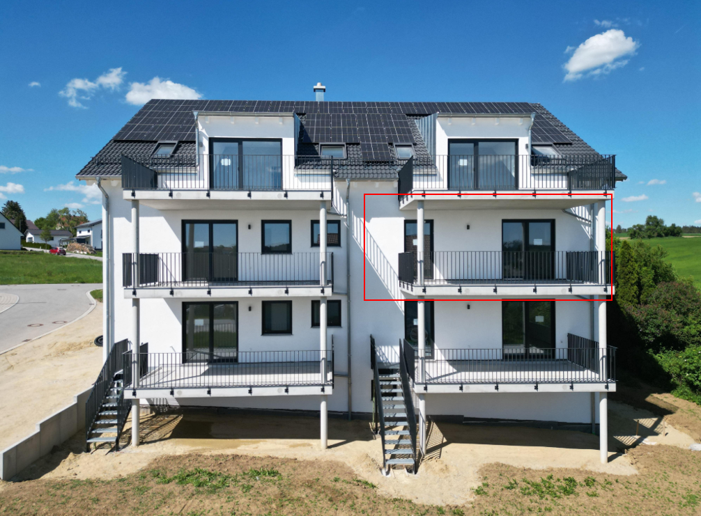 NEUBAU Erstbezug: 3-Zimmer Obergeschossswohnung mit großem Balkon!!!, 84098 Hohenthann, Etagenwohnung